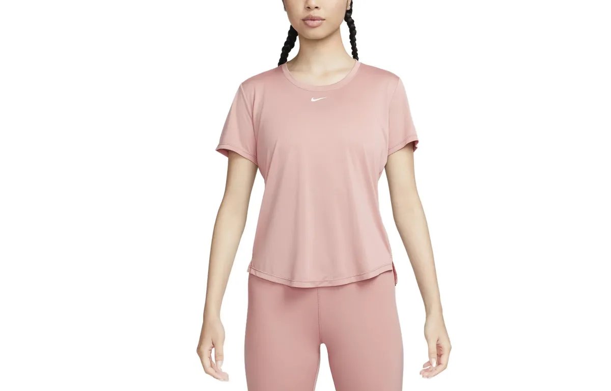 Nike Dri-Fit T-Shirts Women's Light Pink Crew Neck Moderate Straight Fit