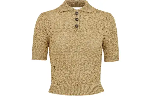 DIOR Openwork Technical Knit Polo Shirt Women's Yellow