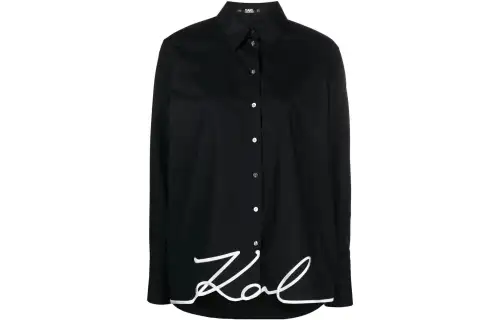 【Best of: PromotionsPrevious Season】signature-embroidery organic cotton shirt