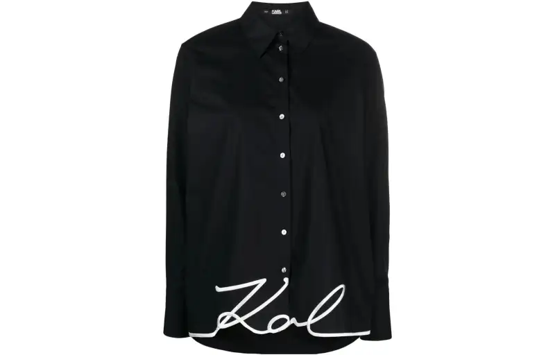 【Best of: PromotionsPrevious Season】signature-embroidery organic cotton shirt