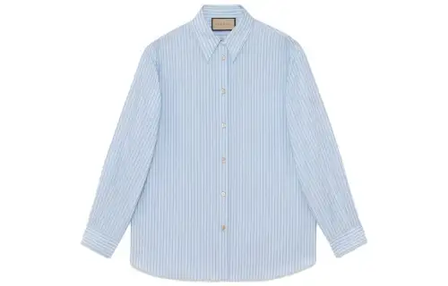 GUCCI Shirts Women's Blue Pointed Collar Moderate Other