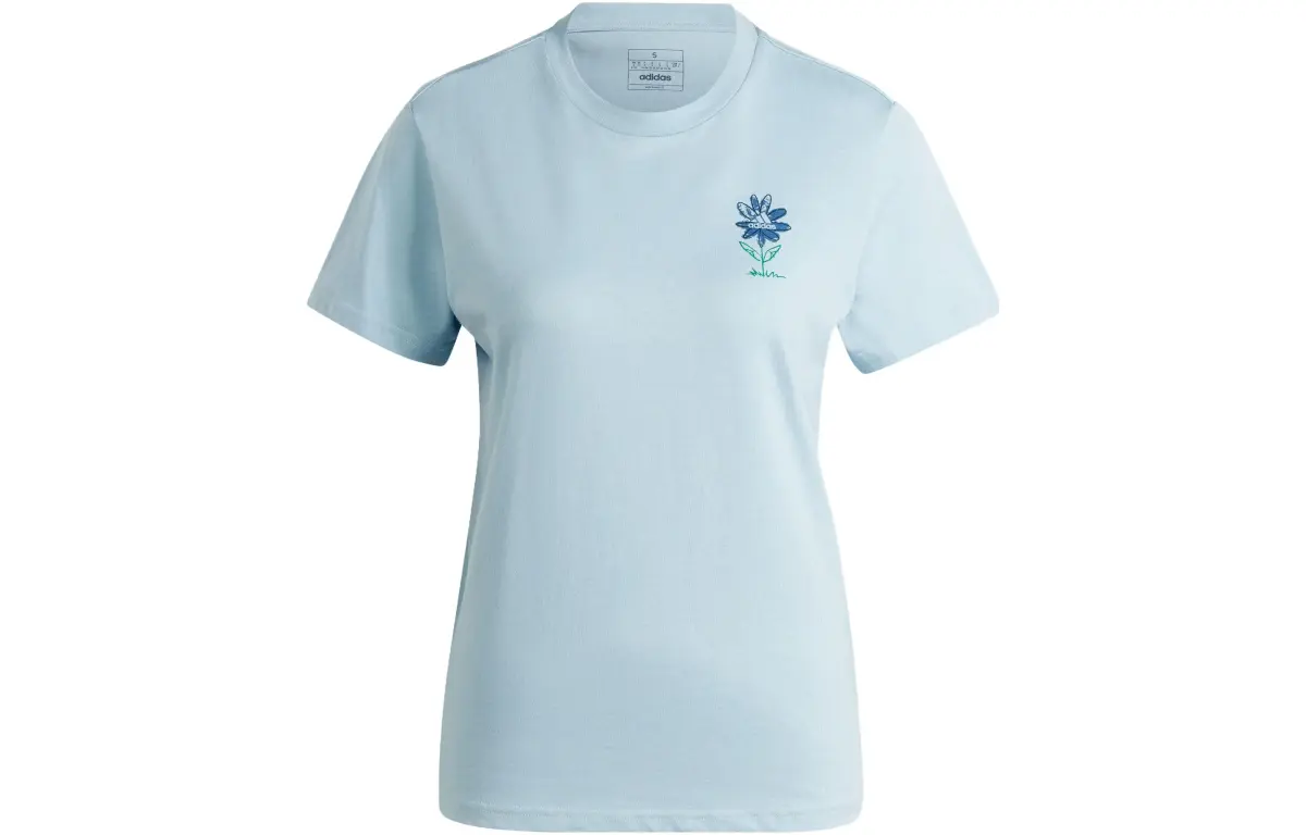 Adidas T-Shirts Women's Blue Crew Neck Moderate Straight Fit