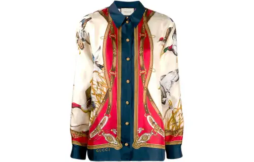GUCCI Shirts Women's Multicolor Pointed Collar Moderate Other