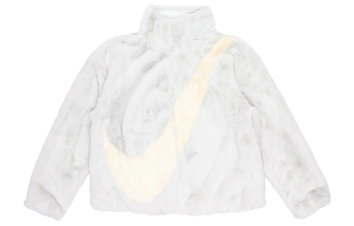 Nike Women'ss Oversized Swoosh Logo Jacket Asia Sizing Photon Dust
