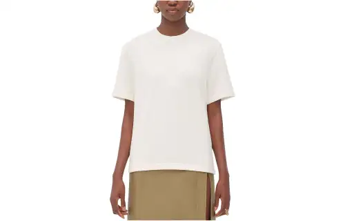 Bottega Veneta T Shirts Women's White Crew Neck Moderate Straight Fit