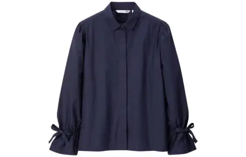 UNIQLO Shirts Women's Navy Blue Stand Collar Moderate Other