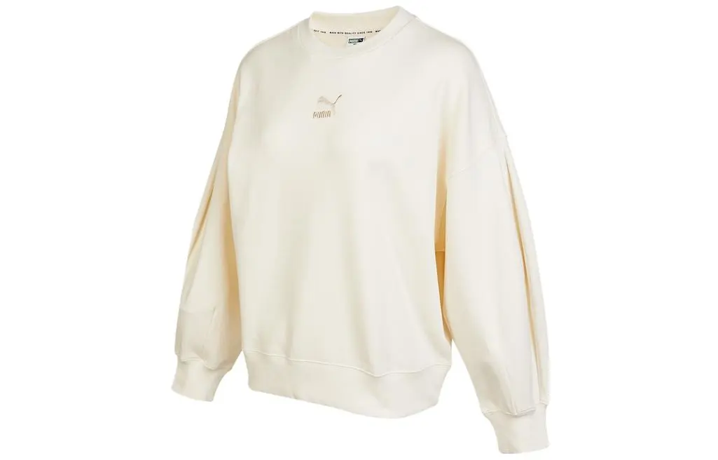 PUMA Sweatshirts Women's Ecru Crew Neck Moderate Regular