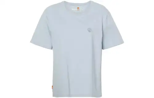 Timberland T Shirts Women's Light Blue Crew Neck Moderate Straight Fit