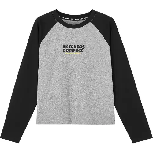 Skechers Sports League Collection Raglan Sleeve T Shirt Women's Medium Heather Gray