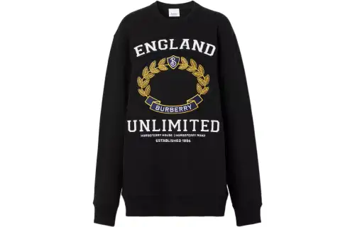 Burberry Women's College Graphic Cotton Oversized Sweatshirt Black/White/Yellow