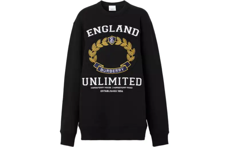 Burberry Women's College Graphic Cotton Oversized Sweatshirt Black/White/Yellow