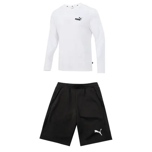 PUMA Casual Sportswear Men's White+Black Crew Neck Moderate