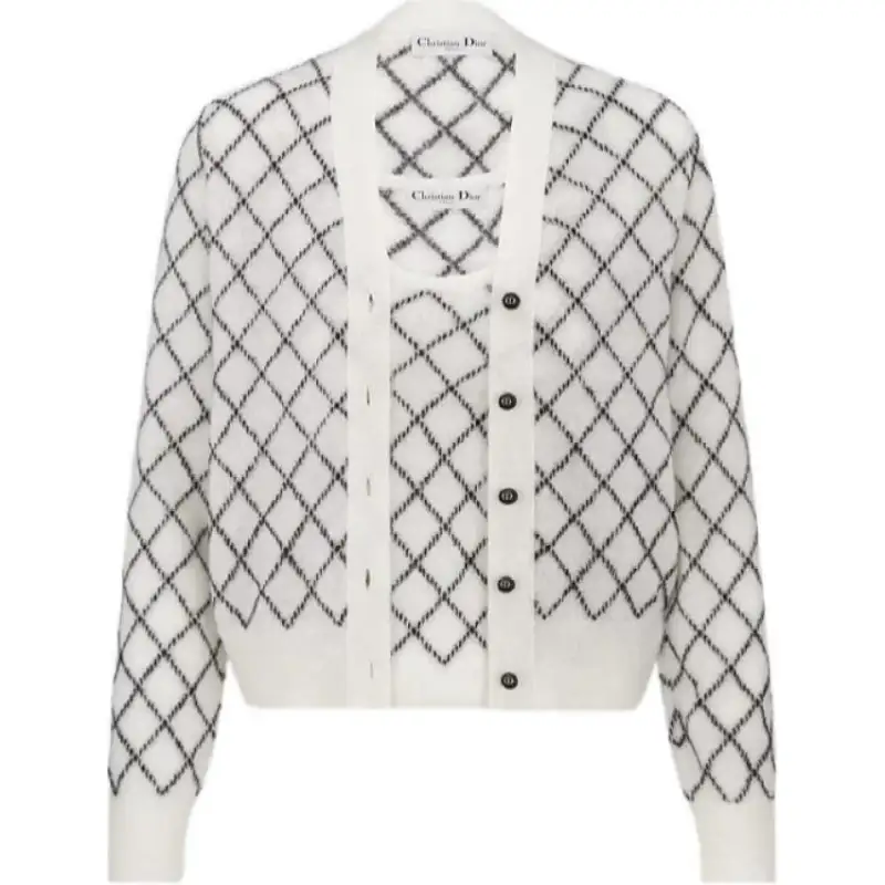 DIOR SS24 Knitwear Women's 2 Pack Black White Plaid