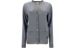 GUCCI Knitwear Women's Gray V Neck Moderate Cardigan