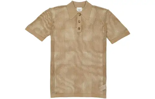 Burberry Polo Shirts Women's Khaki Polo Collar Moderate Straight Fit