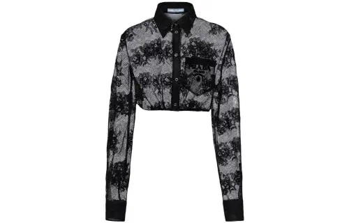 PRADA Shirts Women's Black Lapel Moderate