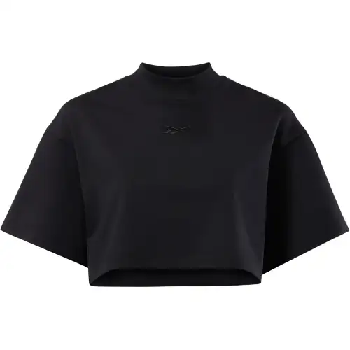 Reebok faded-effect cotton cropped T-shirt
