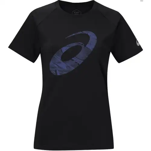 ASICS T Shirts Women's Black Crew Neck Moderate Straight Fit