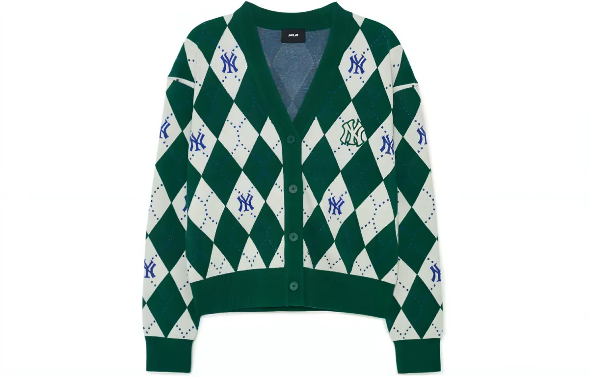 MLB Knitwear Women's Green V-neck Moderate