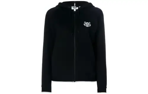 KENZO Sweatshirts Women's Black Hooded Moderate Cardigan