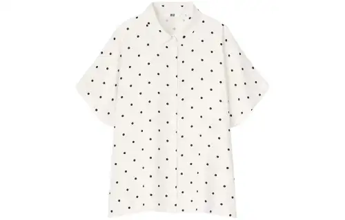 UNIQLO Shirts Women's Ivory Lapel Moderate Shirt