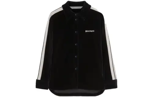 PALM ANGELS Velvet Classic Track Shirt Black