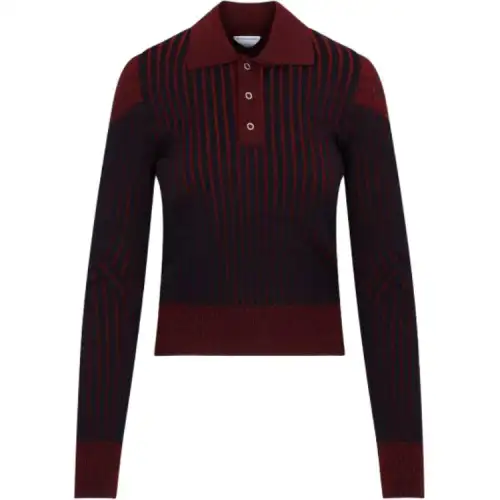 Bottega Veneta Polo Shirts Women's Merlot Red Polo Collar Moderate Straight Fit