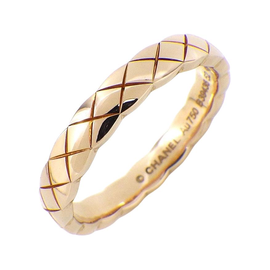 CHANEL Chanel Coco Crush Mini Series Beige Narrow Edition Exquisite 18K Gold Ring Men's Beige Gold