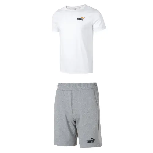 PUMA Casual Sportswear Men's White+Gray Crew Neck Moderate