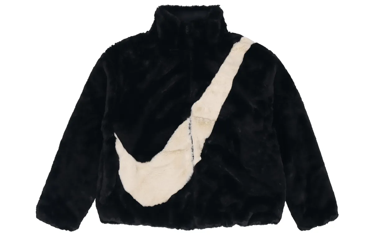 Nike Women'ss Oversized Swoosh Logo Jacket Black