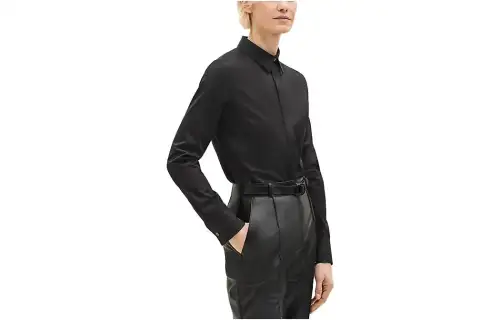 HERMES Shirts Women's Black Lapel Moderate Other