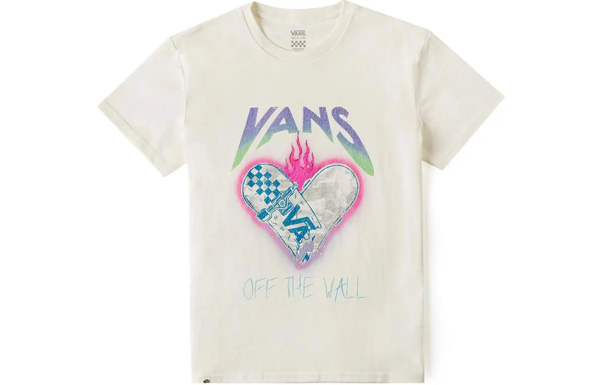 Vans T-Shirts Women's Ecru Crew Neck Moderate Straight Fit