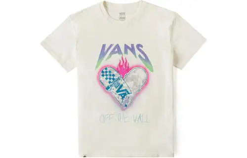 Vans T Shirts Women's Ecru Crew Neck Moderate Straight Fit