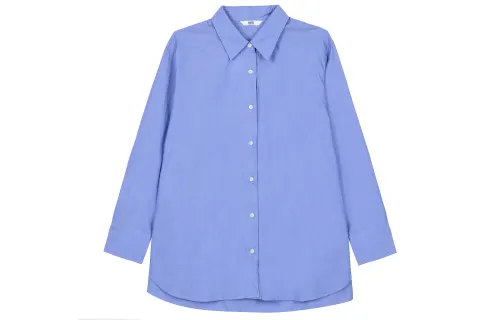 UNIQLO Shirts Women's Sky Blue Lapel Moderate Shirt