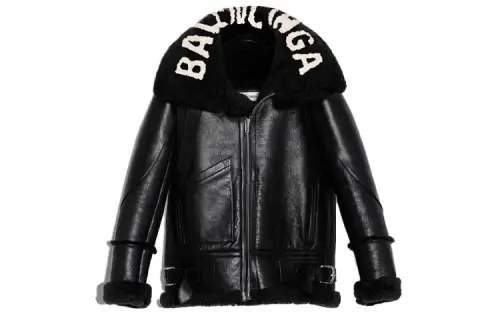 Balenciaga Leather Jacket Regular Fit Women's Black