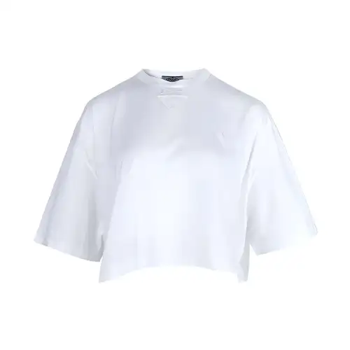 PRADA Polo Shirts Women's White Crew Neck Moderate Other