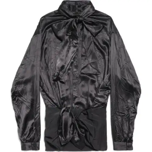 Balenciaga Lavallière Bow Tie Buttoned Up Blouse