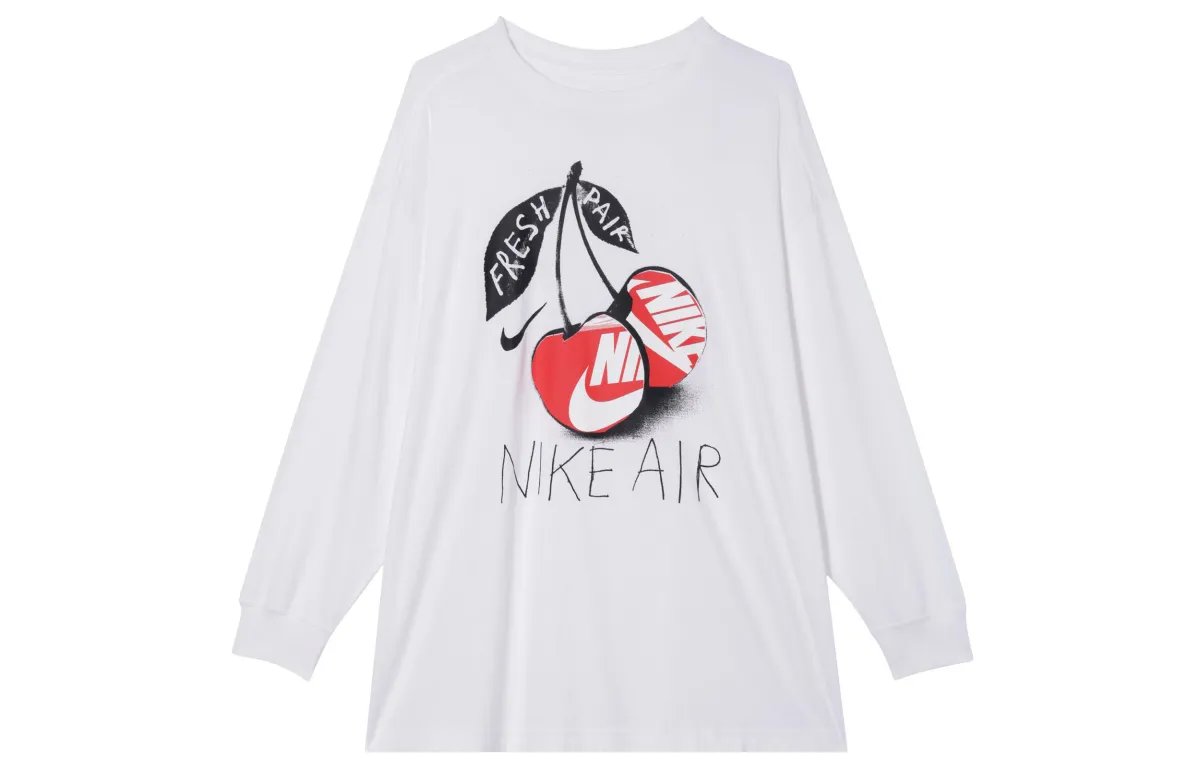 Nike Sportswear Women's Cherry Print Retro Loose Fit T-Shirt White