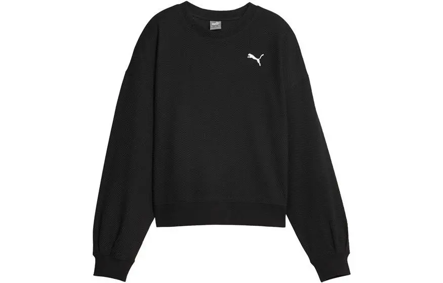 PUMA Sweatshirts Women's Black Crew Neck Moderate Straight Fit