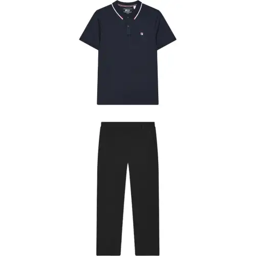 FILA Casual Sportswear Men's Legend Blue+Jet Black Polo Collar Moderate