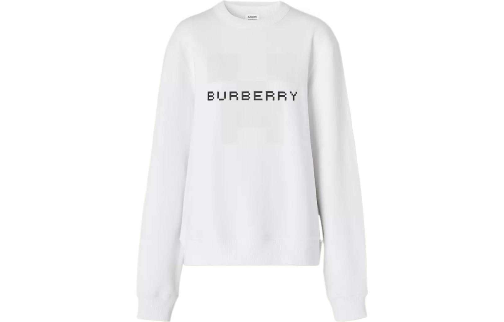 Burberry X Minecraft Logo Print Cotton Sweatshirt White