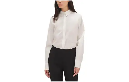 HERMES Shirts Women's White Pointed Collar Moderate Other