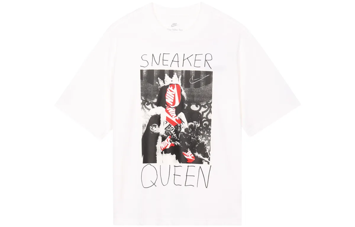 Nike T-Shirts Women's White Crew Neck Moderate Straight Fit