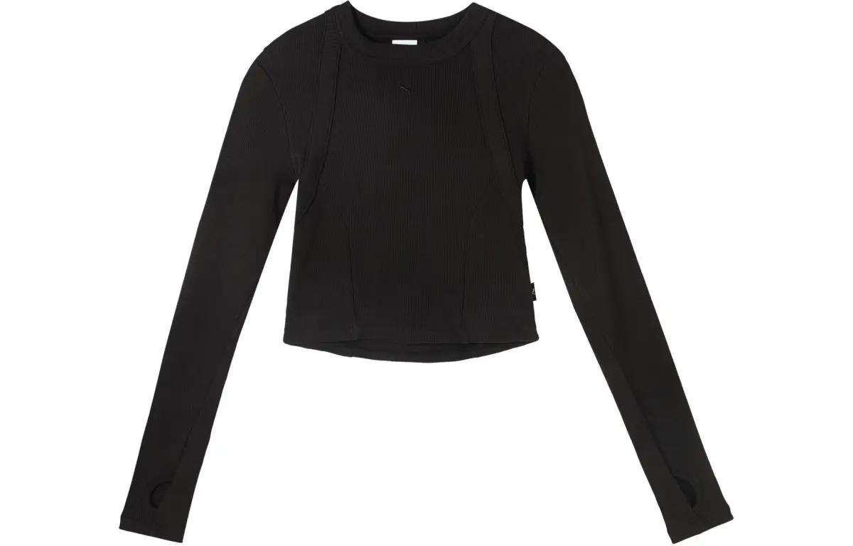 PUMA T-Shirts Women's Black Crew Neck Moderate