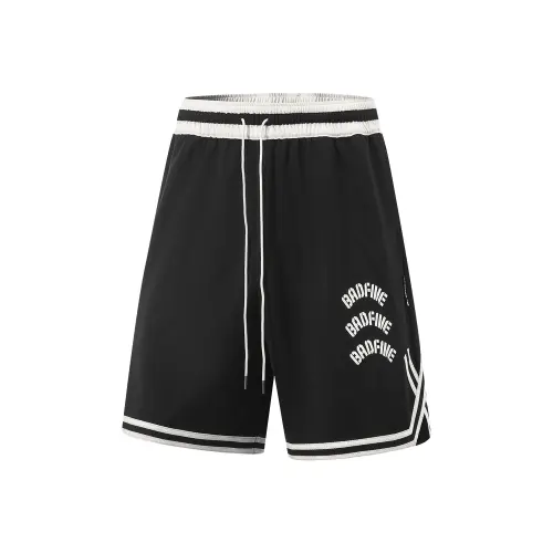 LiNing BADFIVE letter color-blocked mid-waist lace-up breathable and versatile five-point basketball pants men's black