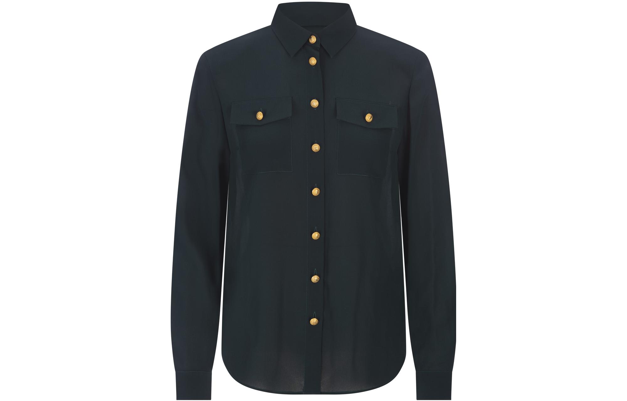 BALMAIN Balmain FW23 solid color single-breasted shirt women's green