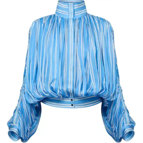 LOUIS VUITTON Double Stripe Gathered Blouse