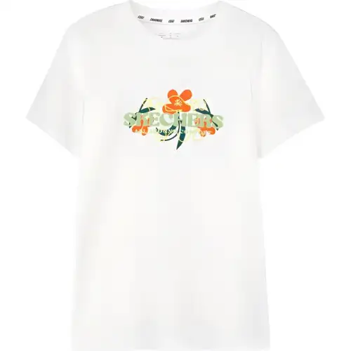 Skechers Drop Shoulder Sleeve T Shirt Women's Marshmallow White