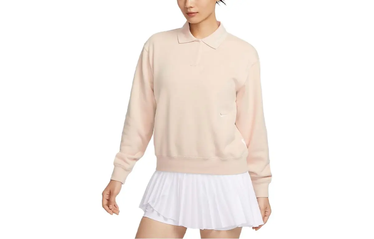 Nike Polo Shirts Women's Dune White Polo Collar Moderate Straight Fit