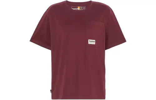 Timberland T Shirts Women's Dark Red Crew Neck Moderate Straight Fit